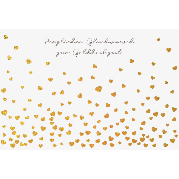 Goldhochzeit 50. Hochzeitstag Glückwunschkarte mit Briefumschlag goldene Herzen