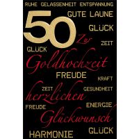Goldhochzeit  Glückwunschkarte mit Umschlag Gold 50...