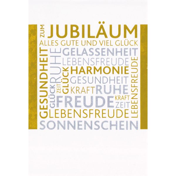 Jubiläum Glückwunschkarte mit Briefumschlag, Schriftkarte Schlagwörter