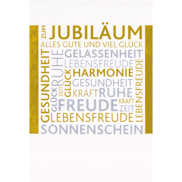 Jubiläum Glückwunschkarte mit Briefumschlag, Schriftkarte Schlagwörter