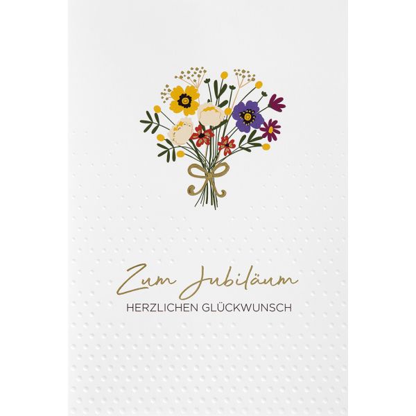 Jubiläum  Glückwunschkarte mit Umschlag Blumenstrauß Herzlichen Glückwunsch