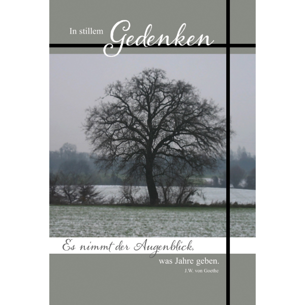 Trauer Beileid Kondolenzkarte mit Briefumschlag In stillem Gedenken Baum
