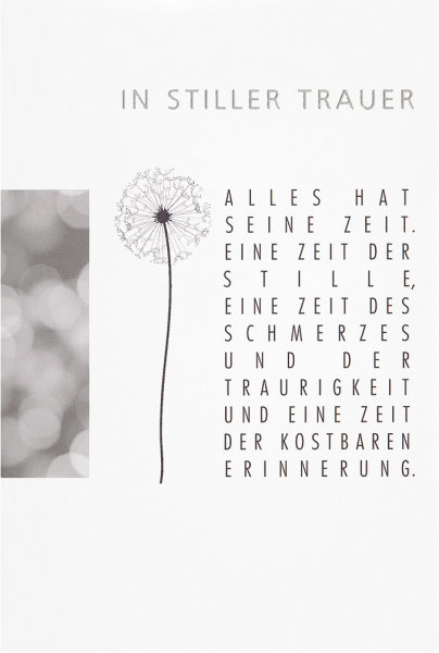 Trauer – Beileid - Kondolenzkarte im Format 11,5 x 17 cm mit Briefumschlag