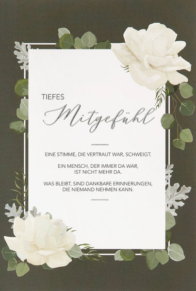 Trauer – Beileid - Kondolenzkarte im Format 11,5 x 17 cm mit Briefumschlag