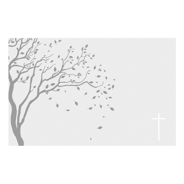 Trauer Beileid Ohne Text Kondolenzkarte mit Briefumschlag Baum Kreuz Silberfolie