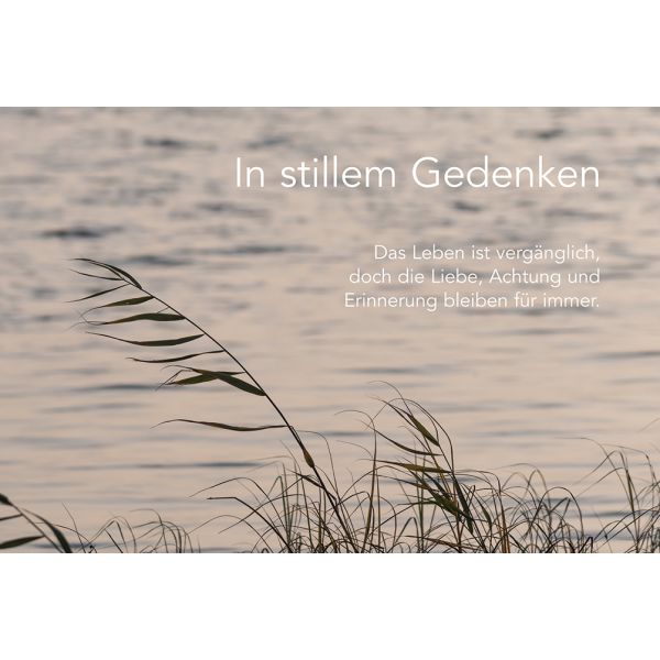 Trauer Beileid unverpackte Kondolenzkarte mit Briefumschlag In stillem Gedenken Am Meer