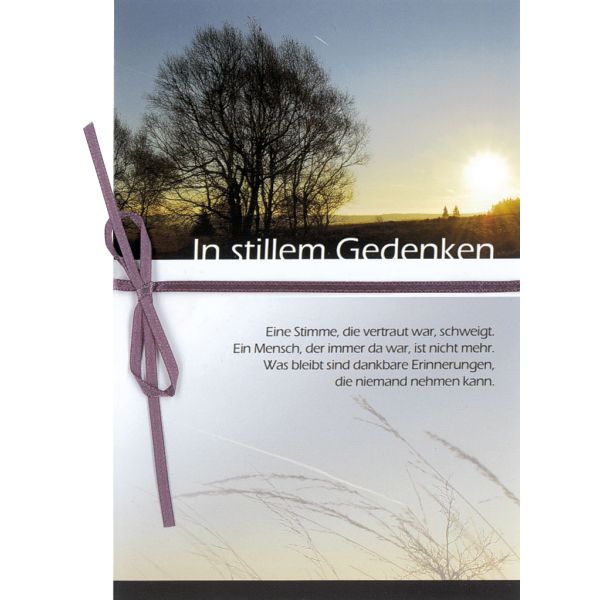 Trauer Beileid Kondolenzkarte mit Briefumschlag In stillem Gedenken Baum Dämmerung