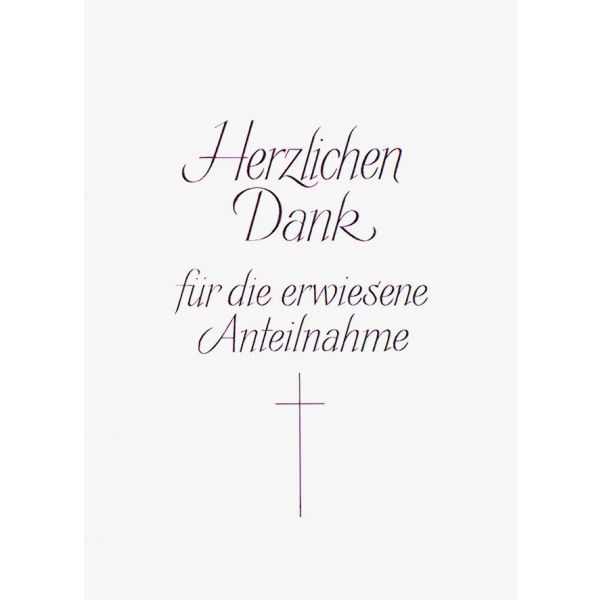 Trauer Beileid Danksagung 5 Karten - 5 Umschläge im Topper Herzlichen Dank Kreuz