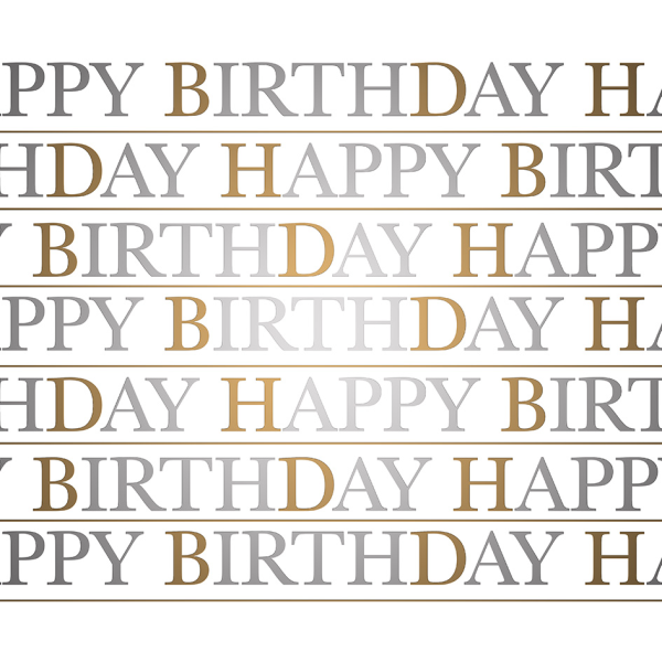 Geschenkpapier Röllchen 70x150 cm metallisiert Happy Birthday