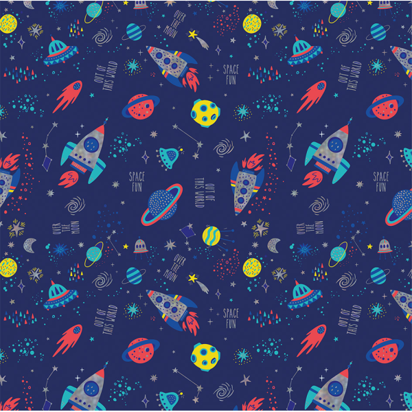 Geschenkpapier - Röllchen - 70x150 cm - metallisiert - Weltall