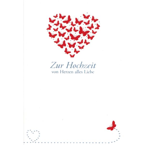 A Hochzeit Vermählung  Glückwunschkarte mit Umschlag Schmetterlinge Herz Alles Liebe