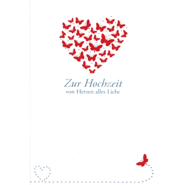 A Hochzeit Vermählung  Glückwunschkarte mit Umschlag Schmetterlinge Herz Alles Liebe