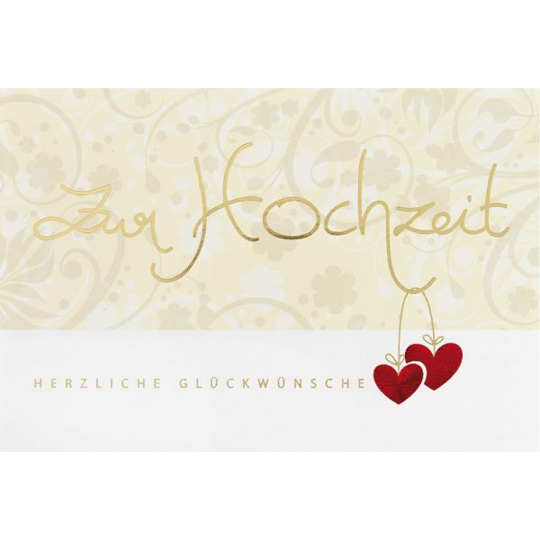 Hochzeit Vermählung  Glückwunschkarte mit Umschlag Herzen Herzliche Glückwünsche