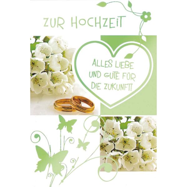 Hochzeit Ringe Rosen Alles Liebe und Gute Glückwunschkarte mit Briefumschlag