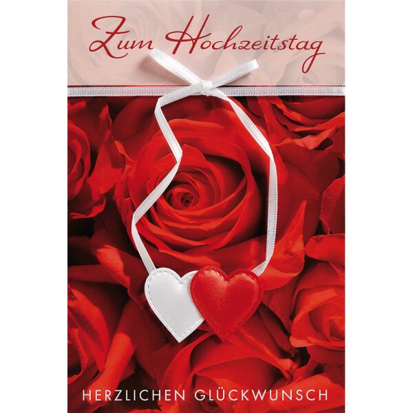 A - Hochzeitstag  Glückwunschkarte mit Umschlag Rose Herzen Herzlichen Glücjwunsch