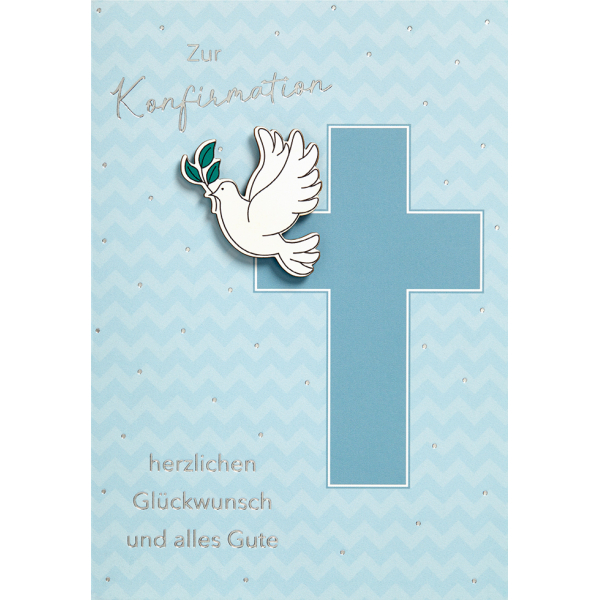 ICG Konfirmationskarte Für Jungen – Mit Geprägtem Kreuz-Design, Silberfolie, 226 X 125 Mm
