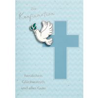 Konfirmation Taube mit Zweig auf Kreuz...