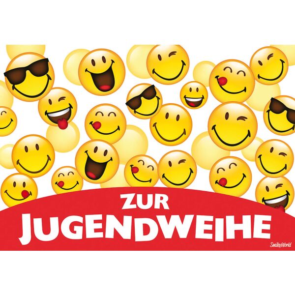 Jugendweihe Glückwunschkarte mit Umschlag Smileys zur Jugendweihe Querformat