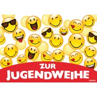 Jugendweihe Glückwunschkarte mit Umschlag Smileys...