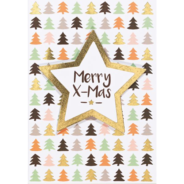 Weihnachten Glückwunschkarte mit Umschlag Merry X-mas Bäume