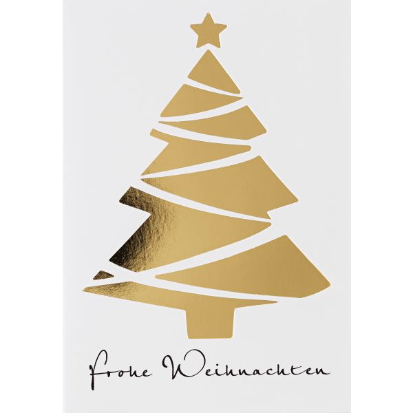 Weihnachten Glückwunschkarte mit Umschlag Weihnachtsbaum Gold