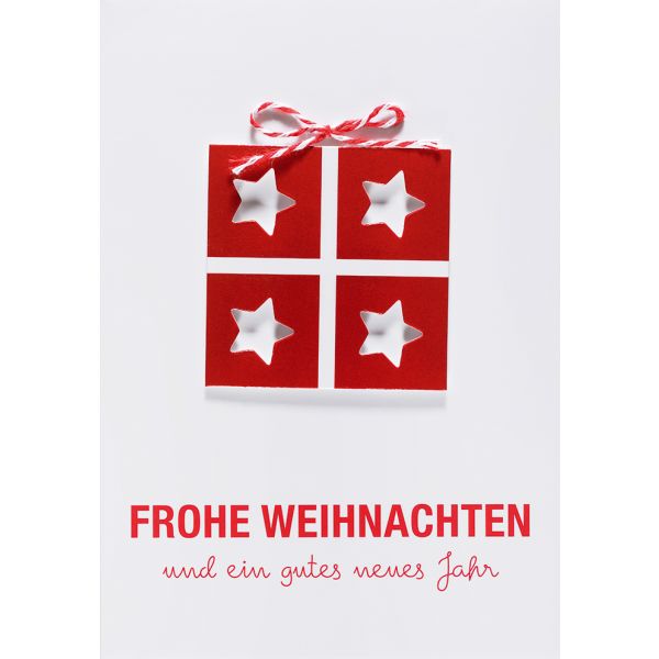 Weihnachten Glückwunschkarte mit Umschlag rot weiß Sterne Frohe