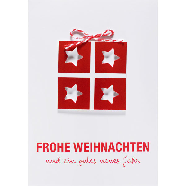 Weihnachten Glückwunschkarte mit Umschlag rot weiß Sterne Frohe