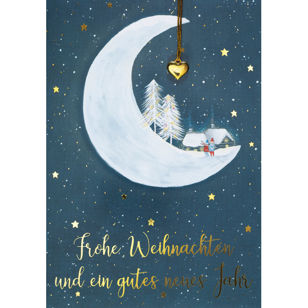 Weihnachten Glückwunschkarte mit Umschlag Mond Frohe Weihnachten
