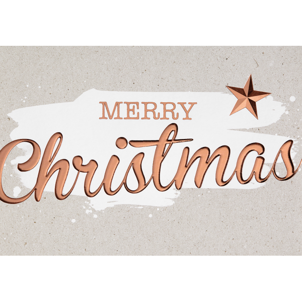 Weihnachten Glückwunschkarte mit Umschlag Querformat Merry Christmas Kupfer