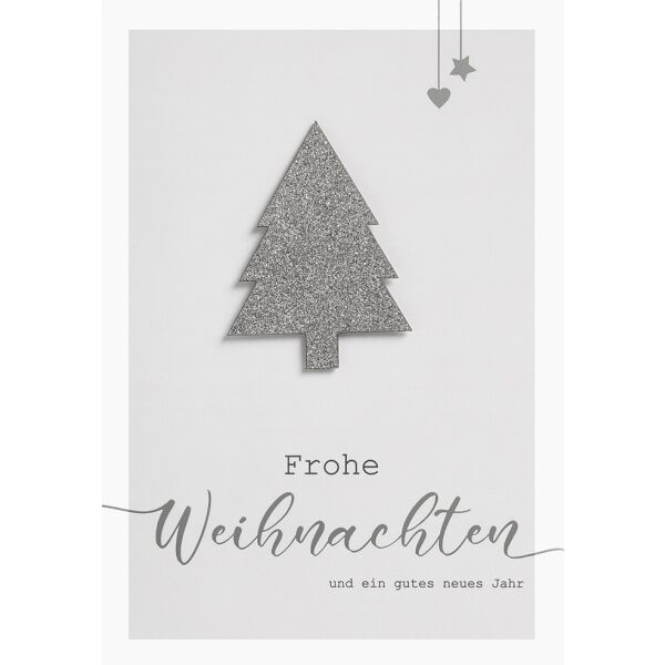 Weihnachten Glückwunschkarte mit Umschlag silber-weiß Frohe Weihnachten