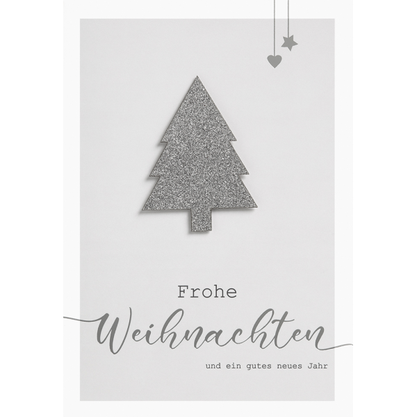 Weihnachten Glückwunschkarte mit Umschlag silber-weiß Frohe Weihnachten