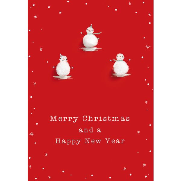 Weihnachten Glückwunschkarte mit Umschlag Schjneemänner rot Merry Christmas