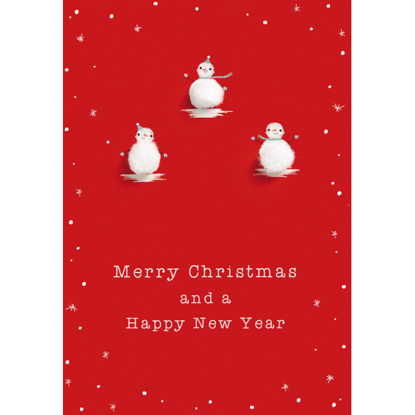 Weihnachten Glückwunschkarte mit Umschlag Schjneemänner rot Merry Christmas