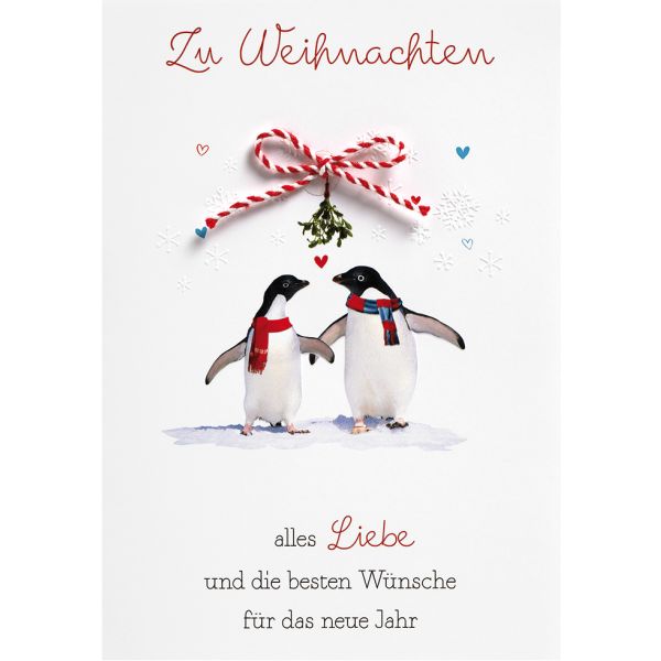 Weihnachten Glückwunschkarte mit Umschlag Pinguine zu Weihnachten alles Liebe