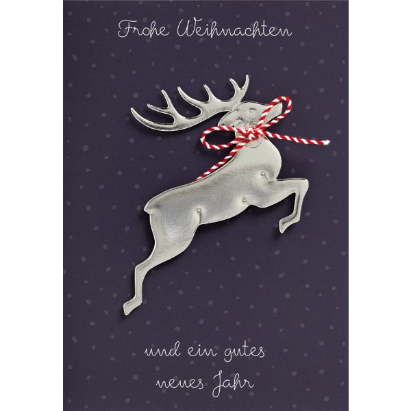 Weihnachten Glückwunschkarte mit Umschlag springender Hirsch