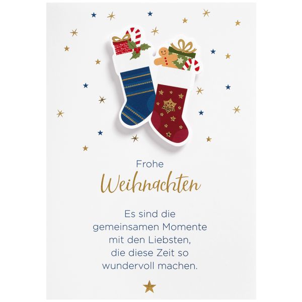 Weihnachten Glückwunschkarte mit Umschlag Weihnachtssocken Es sind die gemeinsamen Momente...
