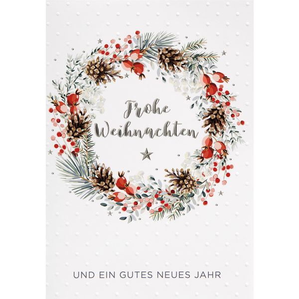 Weihnachten Glückwunschkarte mit Umschlag Weihnachtskranz Frohe Weihnachten