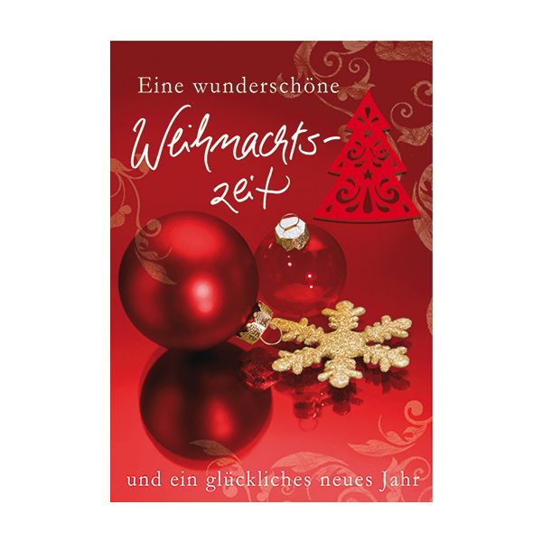Weihnachten Glückwunschkarte mit Umschlag Weihnachtskugeln Weihnachtszeit