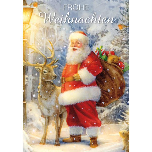 Weihnachten Glückwunschkarte mit Umschlag Weihnachtsmann Rentier