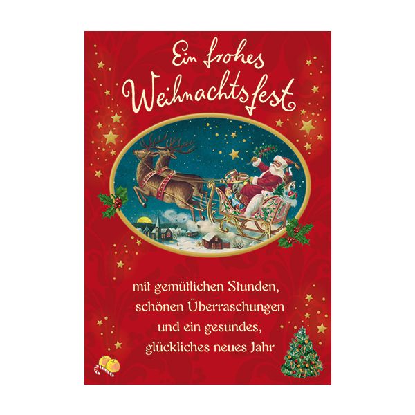 Weihnachten Glückwunschkarten mit Umschlag Weihnachtsmann Schlitten