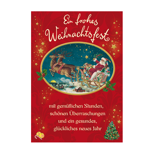 Weihnachten Glückwunschkarten mit Umschlag Weihnachtsmann Schlitten