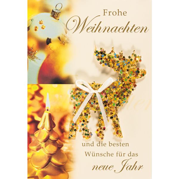 Weihnachten Glückwunschkarte mit Umschlag Rentier Sterne Gold