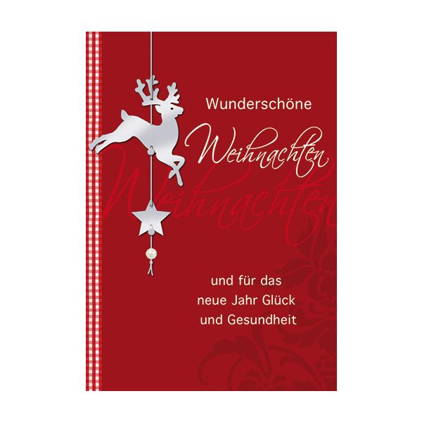 Weihnachten Glückwunschkarte mit Umschlag silberner Hirsch wunderschöne Weihnachten