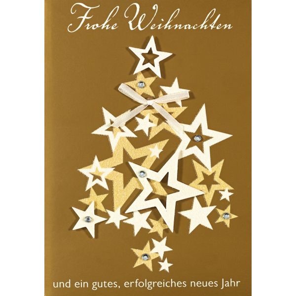 Weihnachten Glückwunschkarte mit Umschlag weiße goldene Sterne