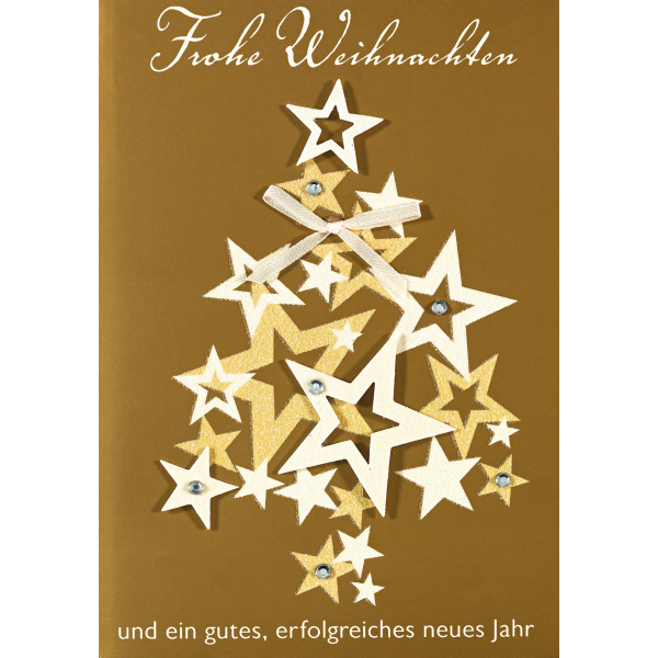 Weihnachten Glückwunschkarte mit Umschlag weiße goldene Sterne
