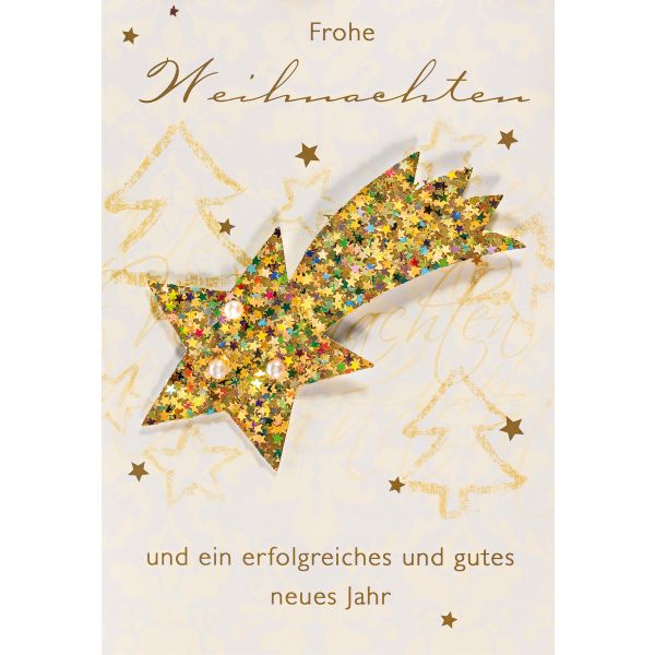 Weihnachten Glückwunschkarte mit Umschlag Weihnachtstern glitzer Sterne