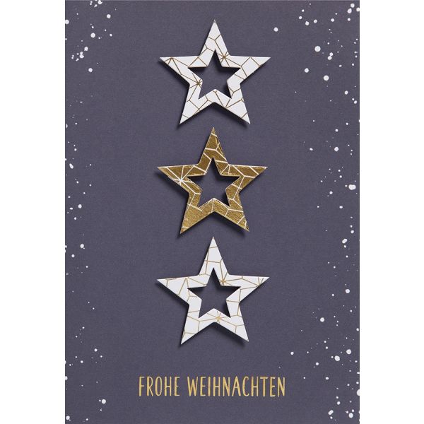 Weihnachten Unverpackt Glückwunschkarte 11,6 x 16,6 cm mit Umschlag drei Sterne