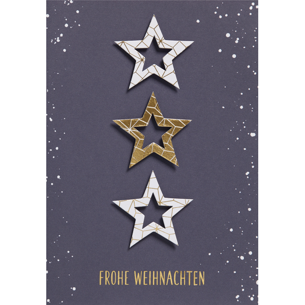 Weihnachten Unverpackt Glückwunschkarte 11,6 x 16,6 cm mit Umschlag drei Sterne
