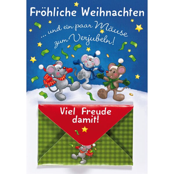 Weihnachten Geldkarte Glückwunschkarte mit Umschlag Ein paar Mäuse zum verjubeln