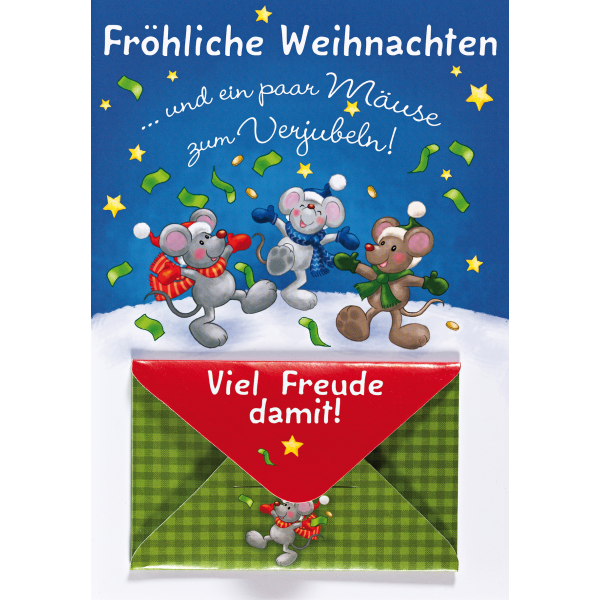 Weihnachten Geldkarte Glückwunschkarte mit Umschlag Ein paar Mäuse zum verjubeln